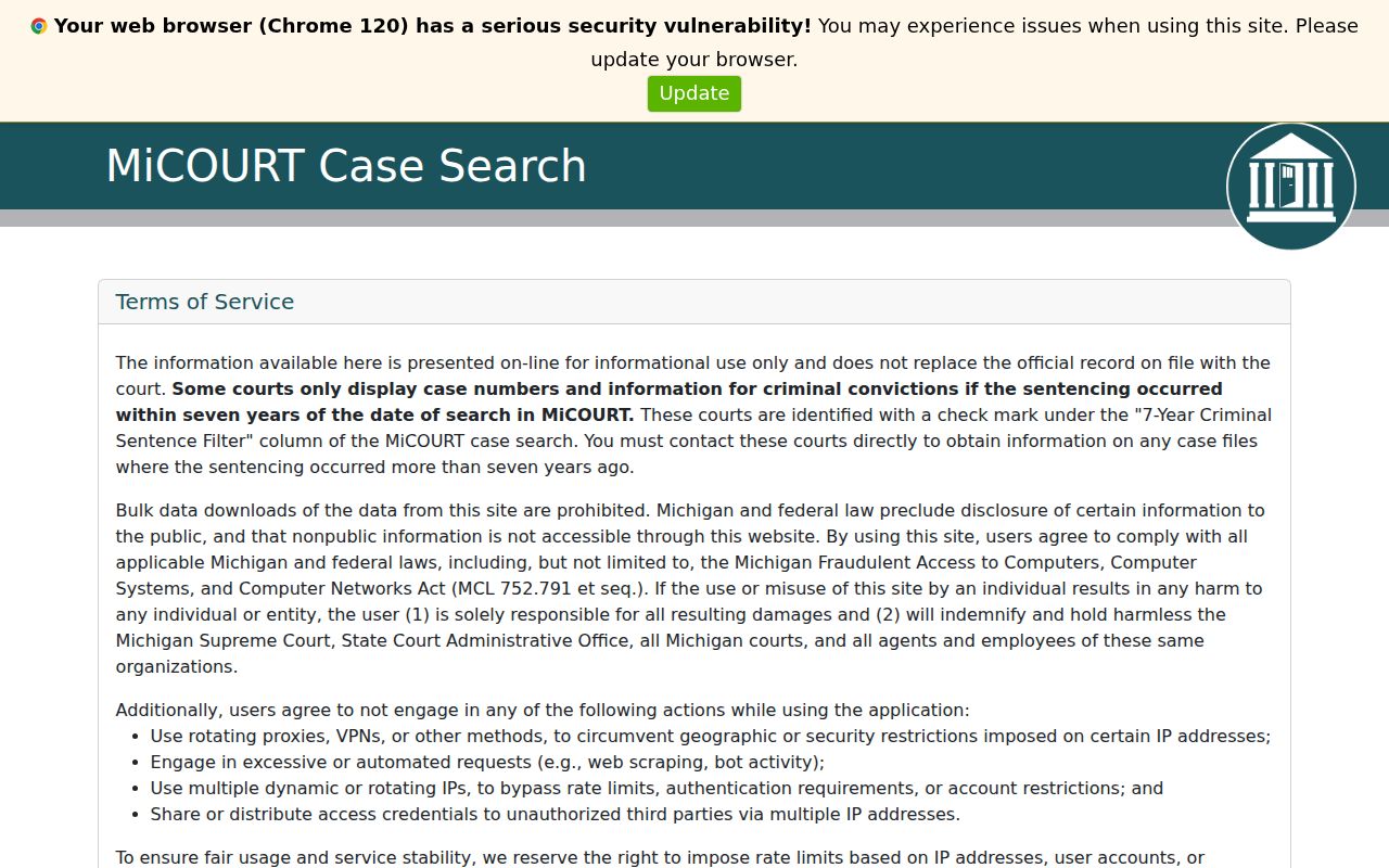 Lenawee County case lookup MiCOURT Case Search