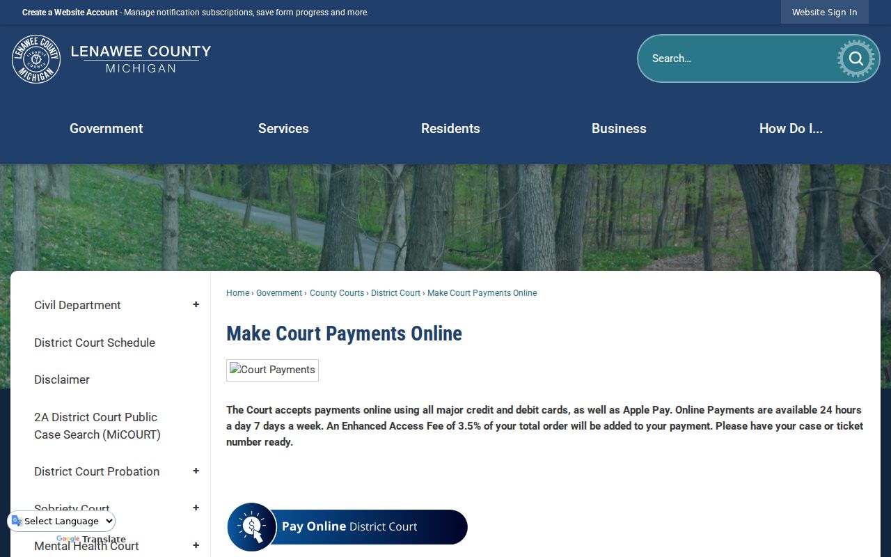 Lenawee traffic ticket online payment instructions